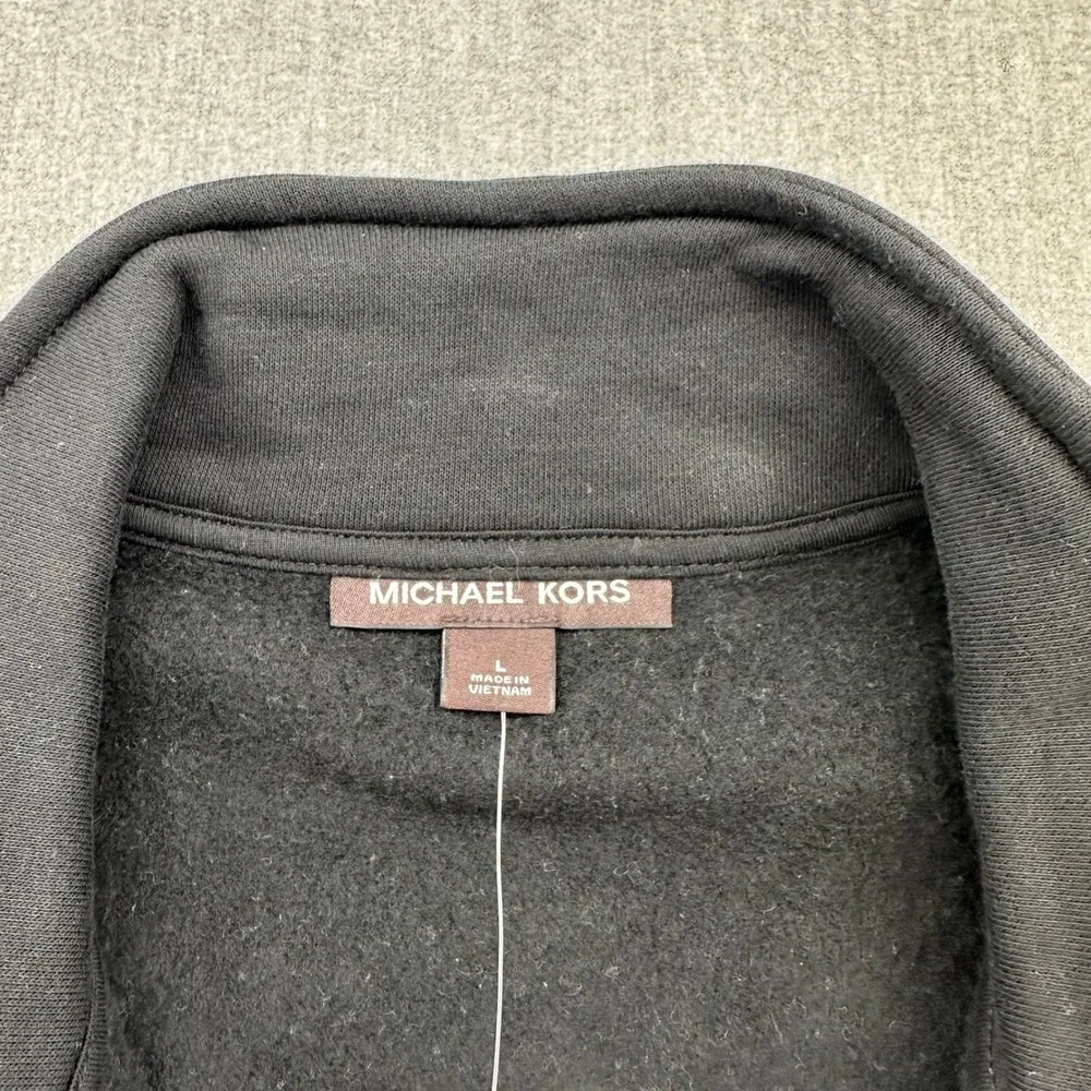 Michael Kors Quarter Zip Mens Large Sweatshirt Black White Colorblock Pullover - Picture 3 of 8